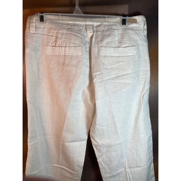 PILCRO & the Letterpress Straight Leg Linen Crop Pants Mid Rise White Size 8 - Picture 4 of 5